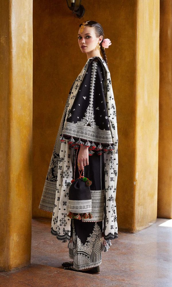 Lawn heavy embroidered suit with heavy embroidered dupatta