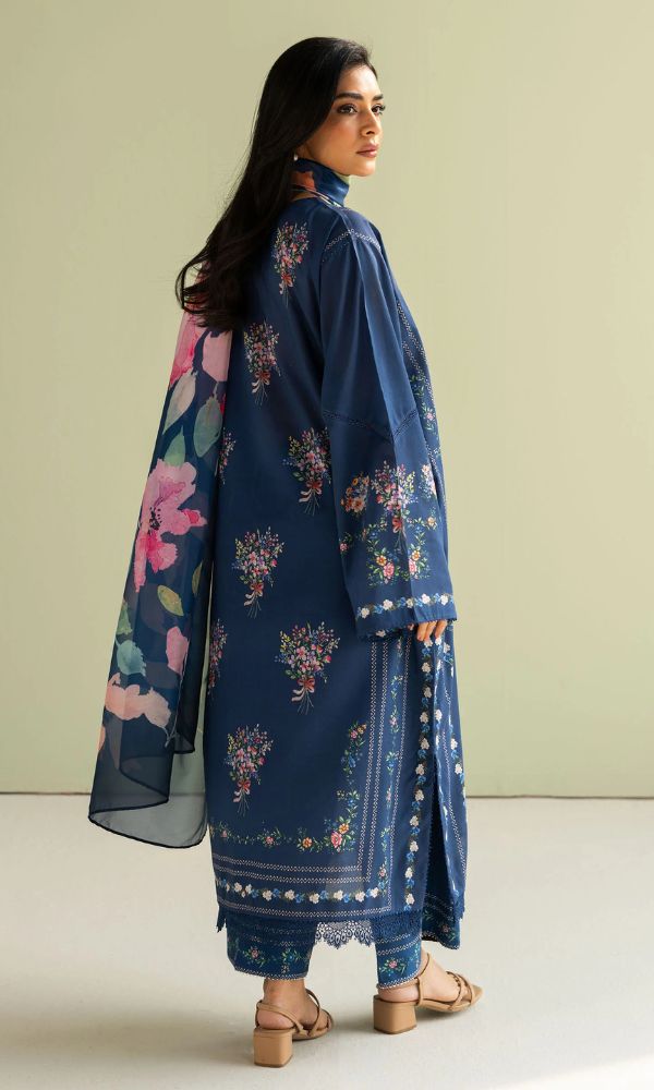 Lawn 3pc unstitched digital printed suit with silk digital printed dupatta