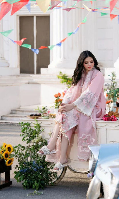 Lawn 3pc unstitched heavy chikenkari embroidered suit