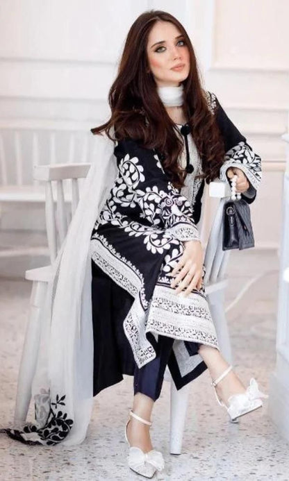 Lawn 3pc fully embroidered suit