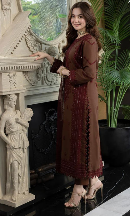 Dhanak 3pc unstitched sequence heavy embroidered suit