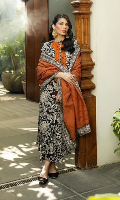 Lawn 3pc unstitched digital printed suit with patches