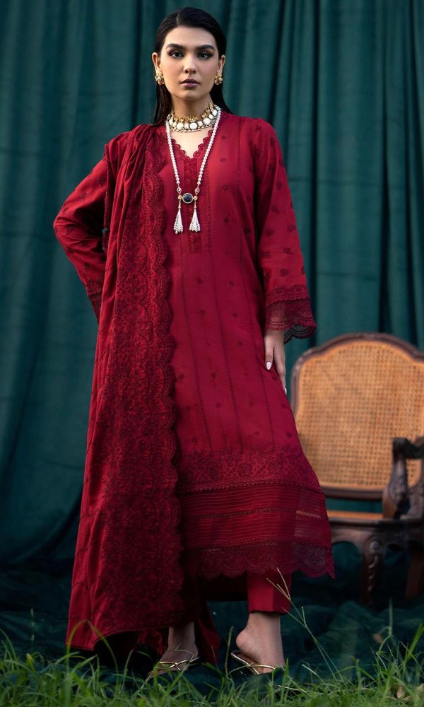 Lawn 3pc unstitched heavy embroidered suit