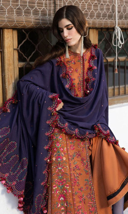 Dhanak 3pc heavy embroidered suit with embroidered shawl