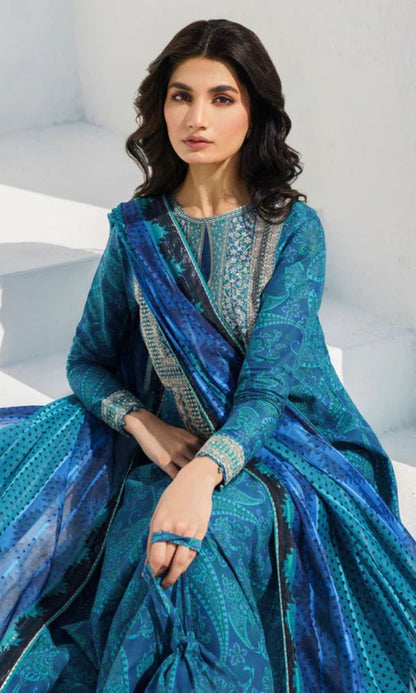 Lawn 3pc unstitched digital printed suit with patches