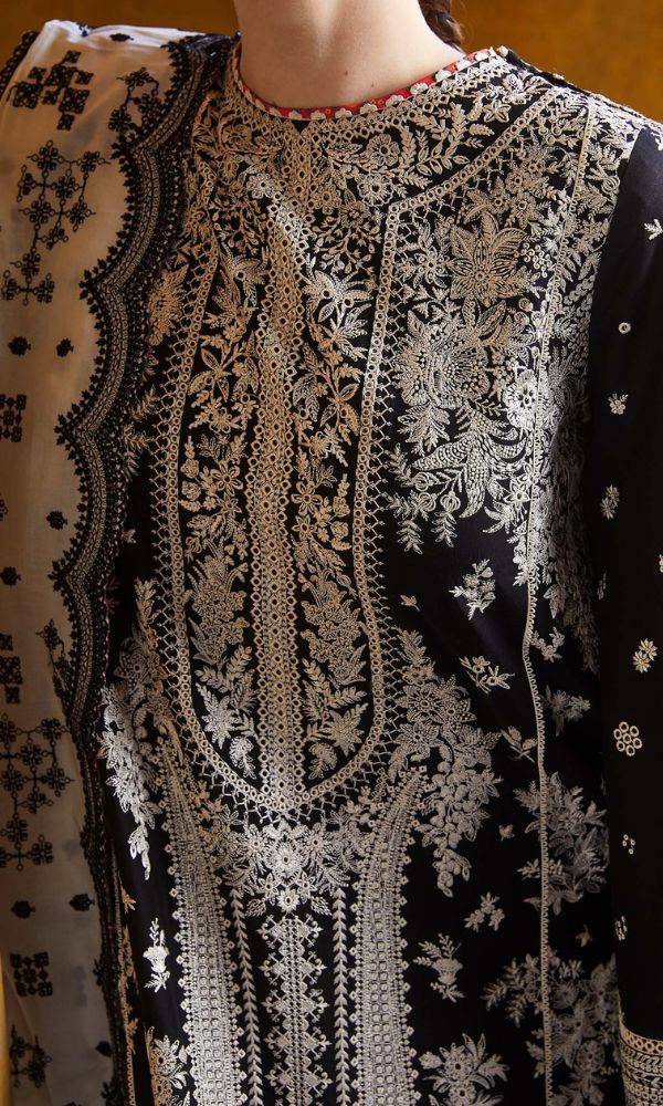 Lawn heavy embroidered suit with heavy embroidered dupatta