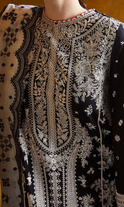 Lawn heavy embroidered suit with heavy embroidered dupatta