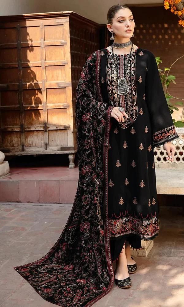Dhanak 3pc unstitched heavy embroidered shirt with patches and same embroidered shawl
