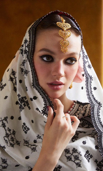 Lawn heavy embroidered suit with heavy embroidered dupatta