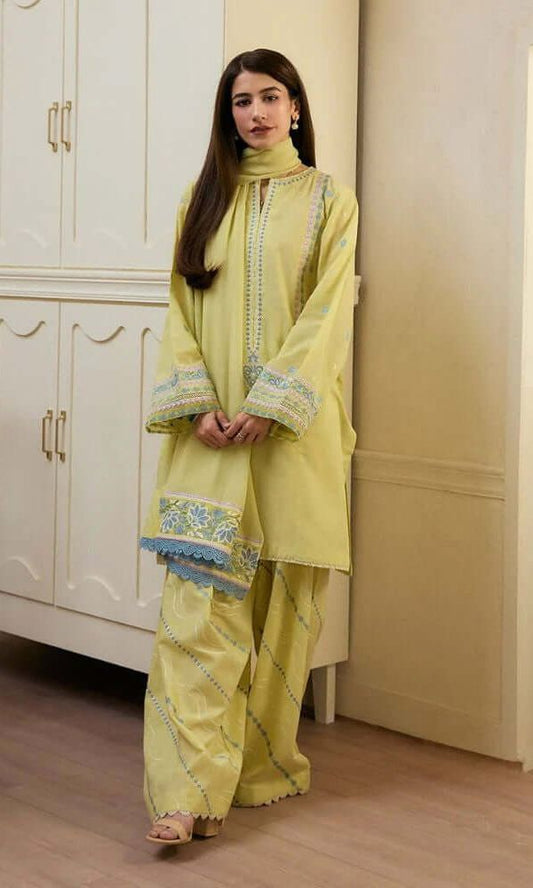 Lawn 3pc unstitched embroidered suit
