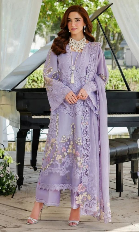Lawn 3pc unstitched fully embroidered summer collection suit