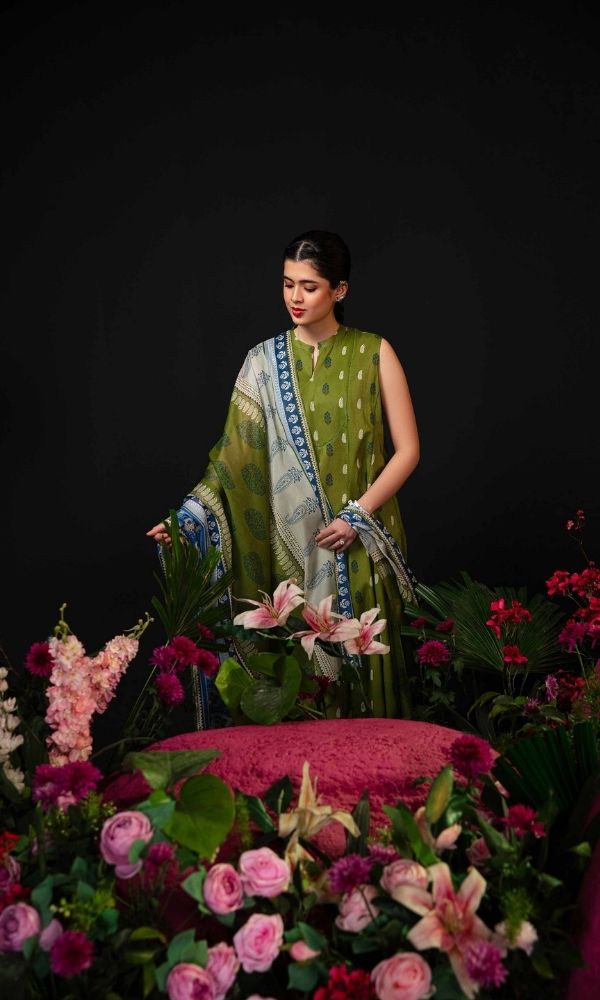 Dhanak 3pc unstitched embroidered suit with woolen shawl
