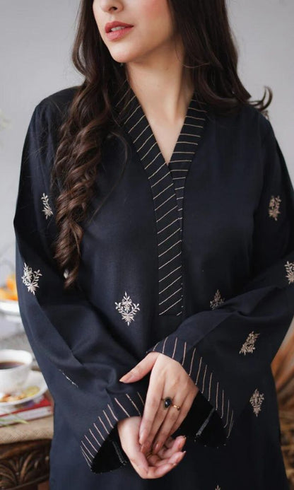 Dhanak 3pc unstitched embroidered shirt with dhanak embroidered shawl