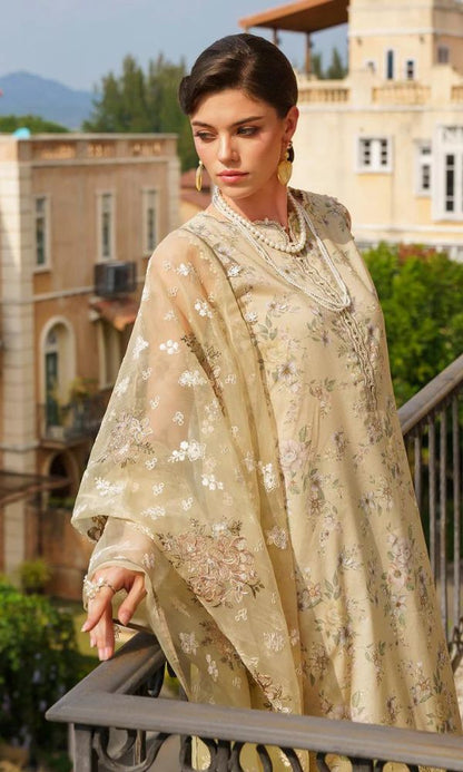 Lawn 3pc digital printed suit with patches and embroidered dupatta