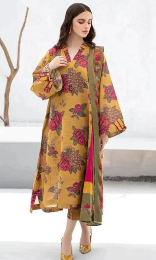 Baroque lawn unstitched 3pc digital printed suit