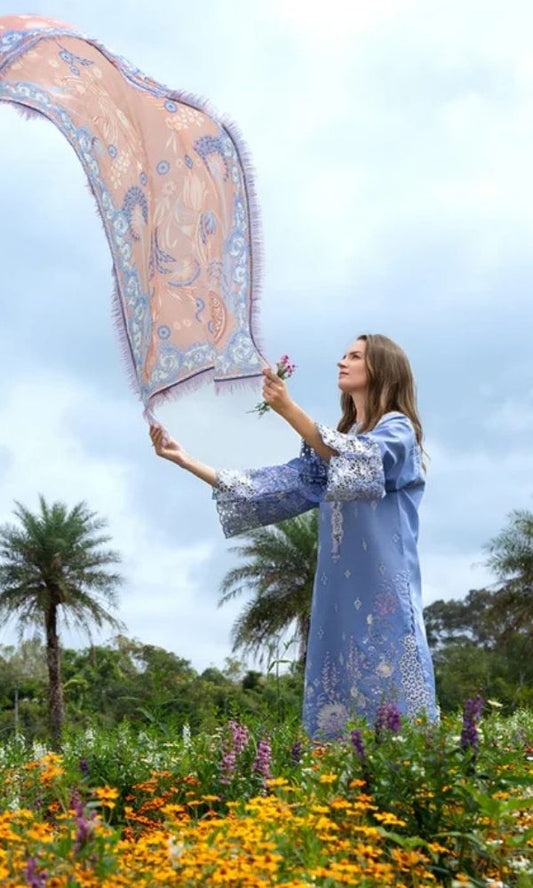 Lawn 3pc unstitched heavy embroiered suit