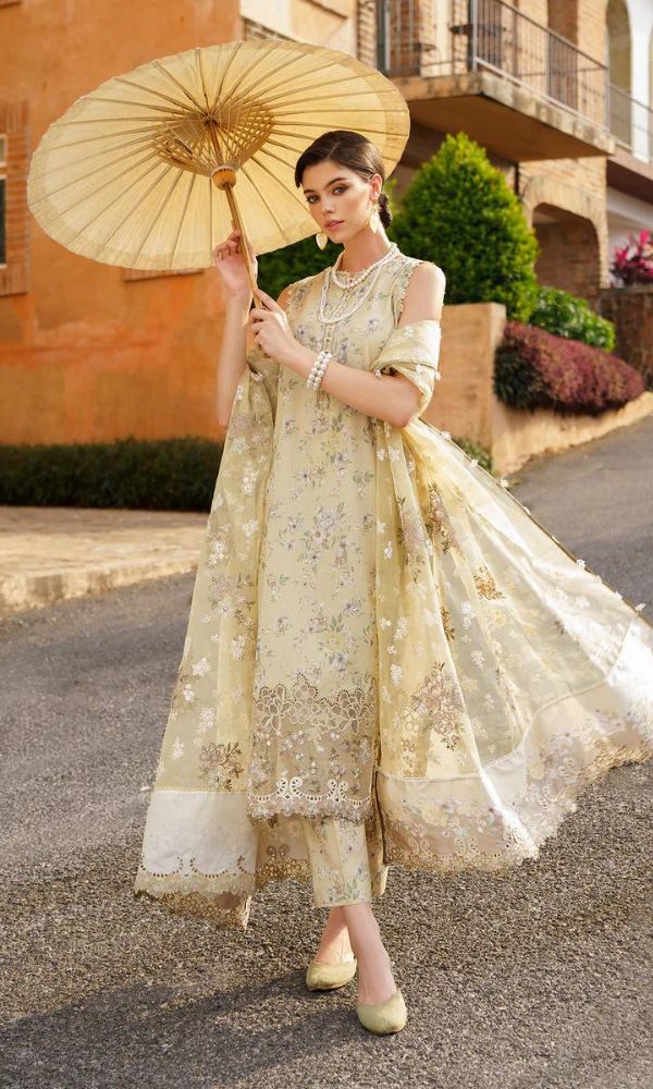Lawn 3pc digital printed suit with patches and embroidered dupatta
