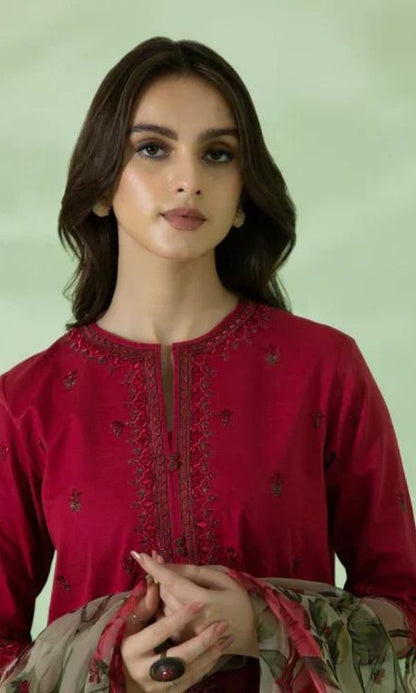 Dhanak 3pc unstitched heavy embroidered suit wit patches