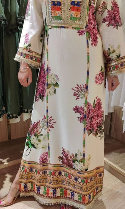 Silk 3pc unstitched gigital printed suit with organza digital printed dupatta