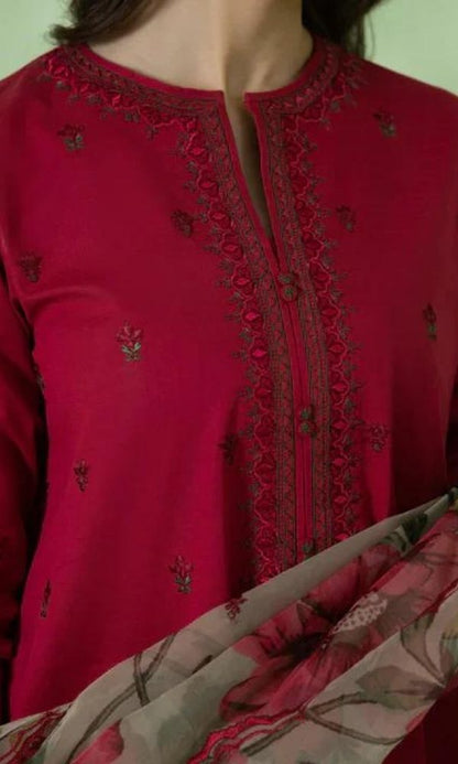 Dhanak 3pc unstitched heavy embroidered suit wit patches