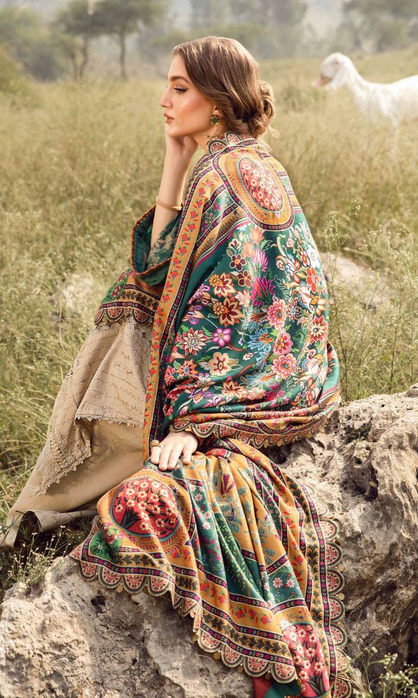 Lawn 3pc unstitched heavy embroidered suit with poly lawn digital printed dupatta
