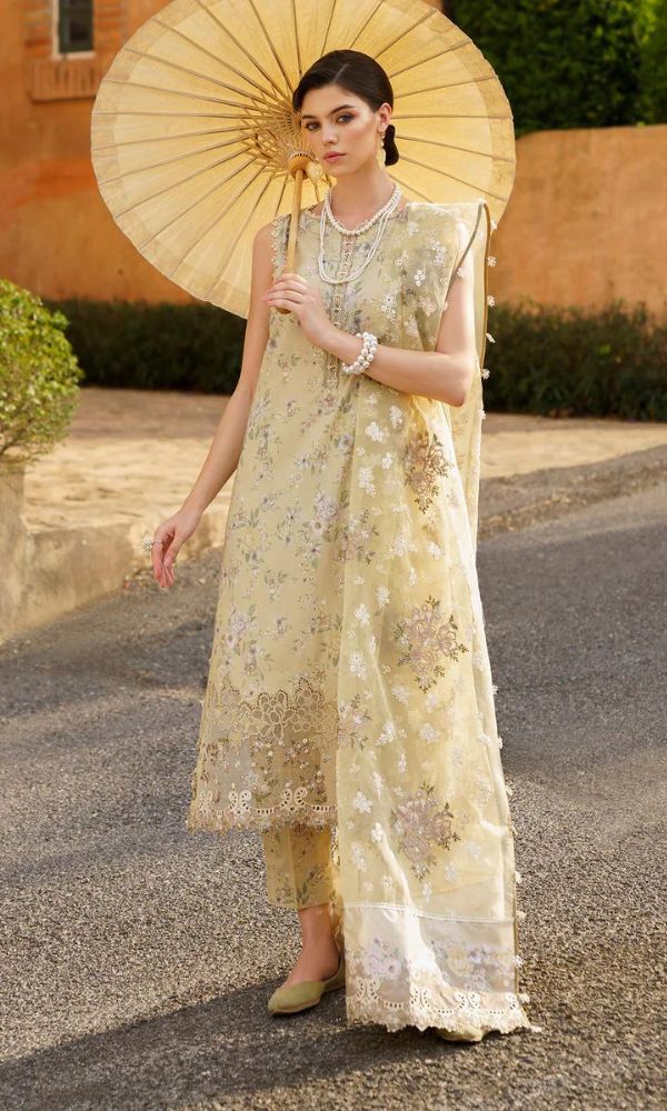 Lawn 3pc digital printed suit with patches and embroidered dupatta