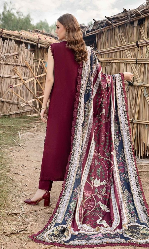 Dhanak 3pc unstitched heavy embroidered suit