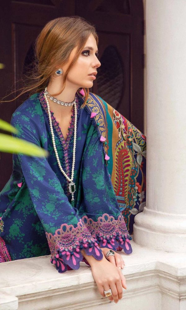 Lawn 3pc digital printed suit with monar digital printed dupatta