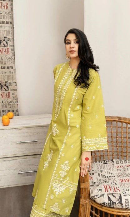 Dhanak 3pc unstitched embroidered shirt with embroidered trouser