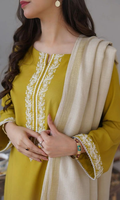 Dhanak 3pc unstitched embroidered suit