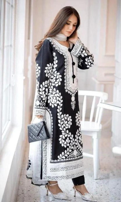 Lawn 3pc fully embroidered suit