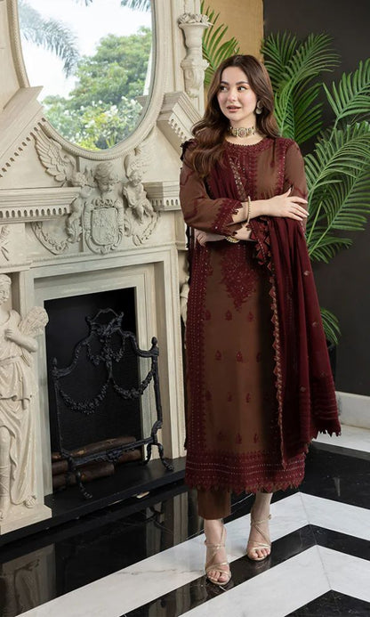 Dhanak 3pc unstitched sequence heavy embroidered suit