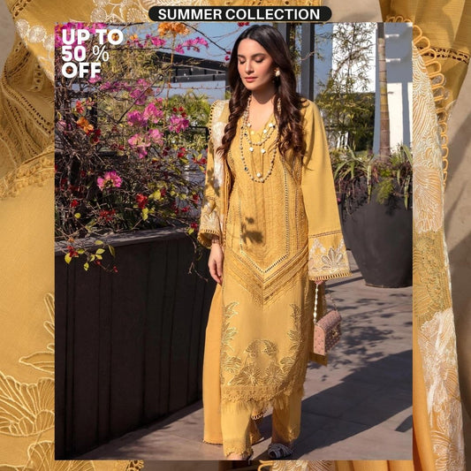Lawn 3pc unstitched heavy embroidered suit