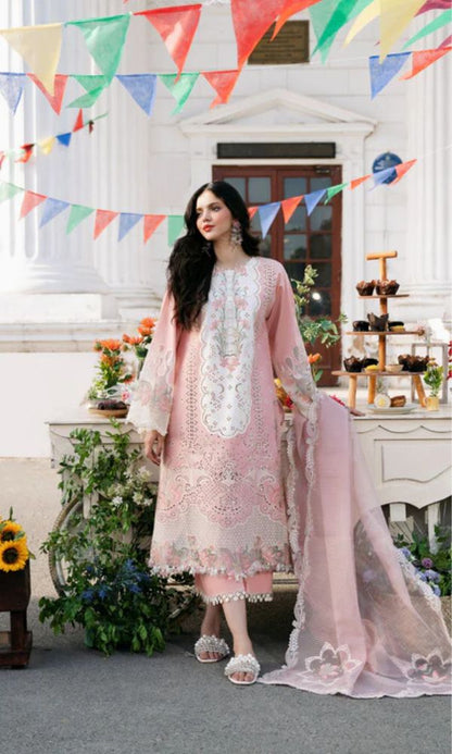 Lawn 3pc unstitched heavy chikenkari embroidered suit