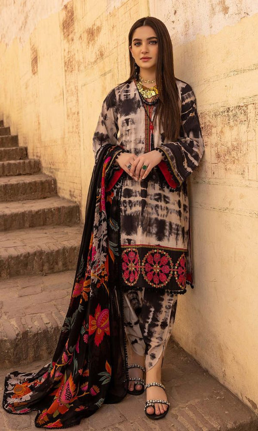 Lawn 3pc unstitched digital printed suit with voil printed dupatta