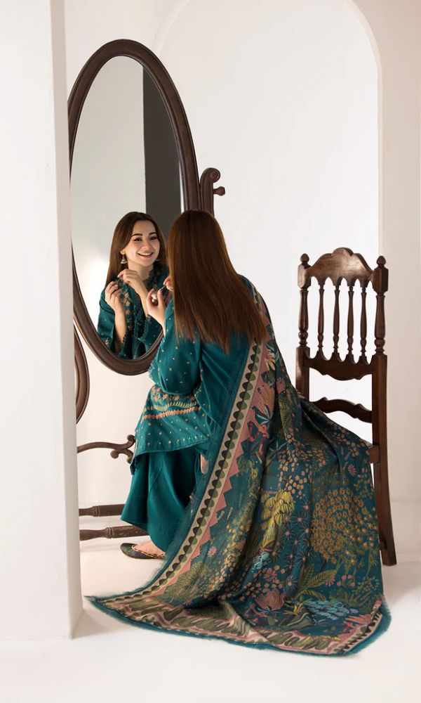 Dhanak 3pc unstitched heavy embroidered suit