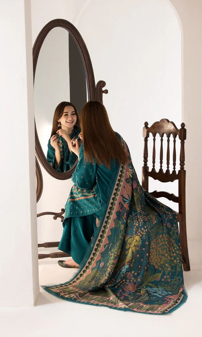 Dhanak 3pc unstitched heavy embroidered suit