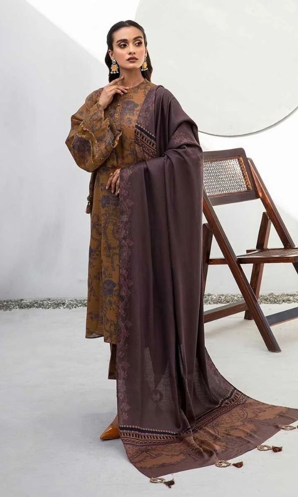 Khaddar 3pc unstitched digital printed suit