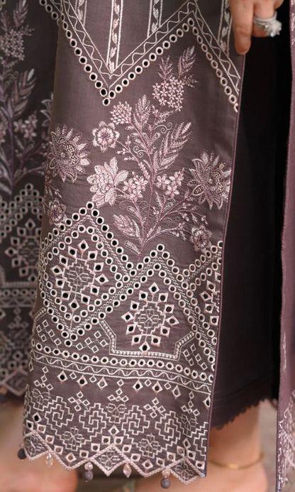 Dhanak 3pc unstitched suit wth same embroidered shawl