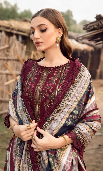 Dhanak 3pc unstitched heavy embroidered suit