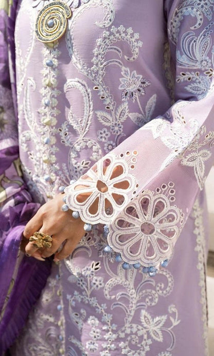 Dhanak 3pc heavy cutwork embroidered suit with woolen dupatta