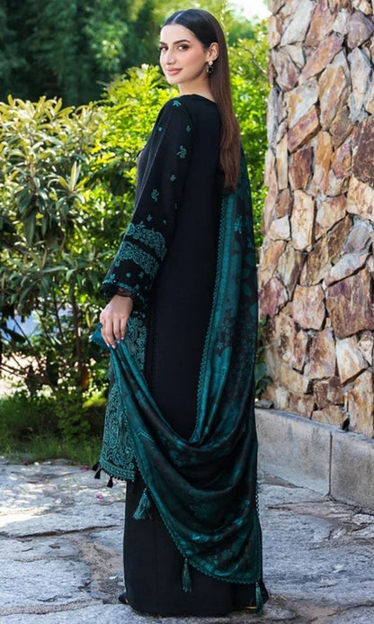 Dhanak 3pc unastitched embroiered suit woth twill digital printed shawl