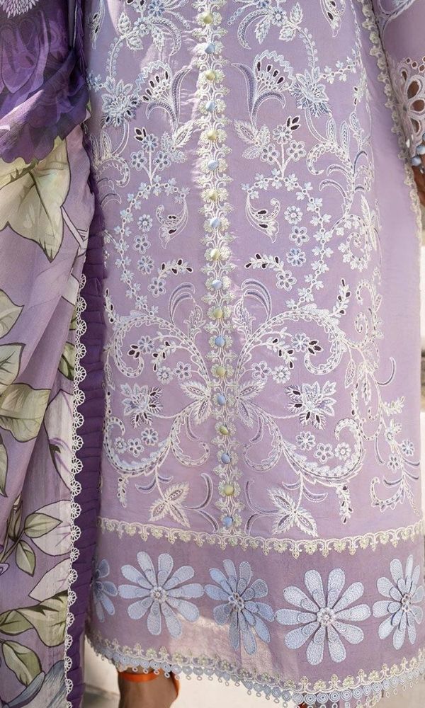 Dhanak 3pc heavy cutwork embroidered suit with woolen dupatta