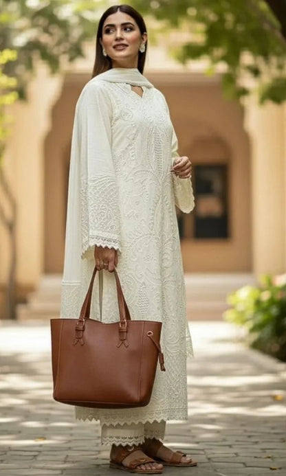Lawn 3pc unstitche fully embroidered suit