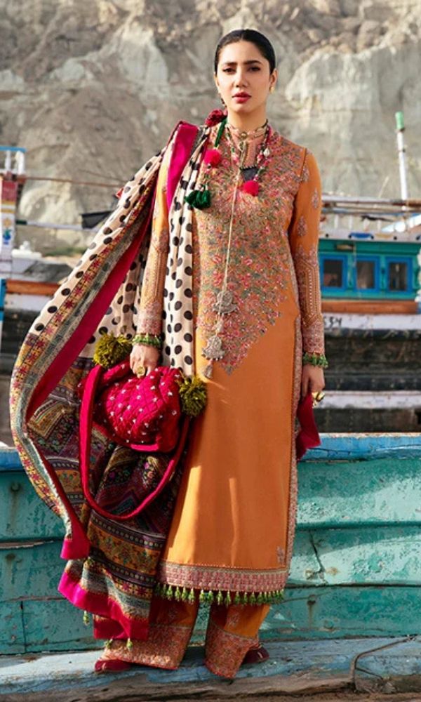 Dhanak 3pc unstitched embroidered winter collection suit