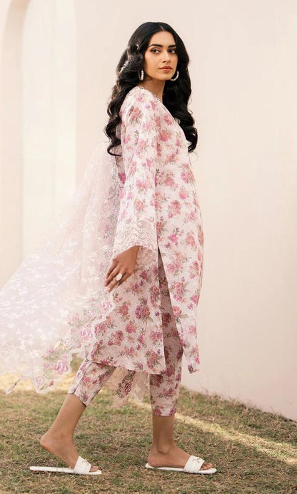 Lawn 3pc digital printed shirt with patches and embroidered dupatta