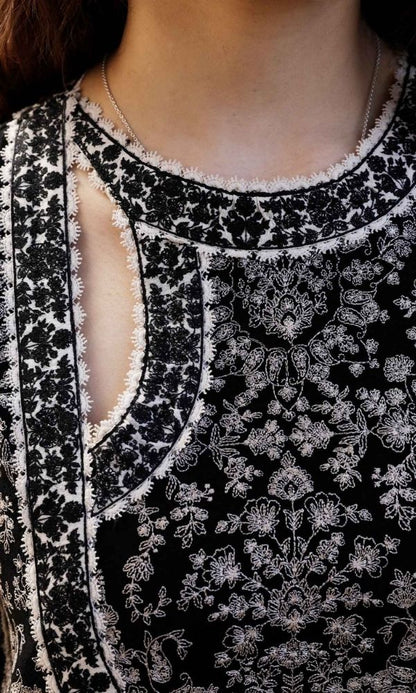 Dhanak 3pc unstitched heavy embroidered suit with digital printed wool shawl