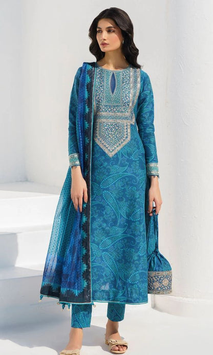 Lawn 3pc unstitched digital printed suit with patches