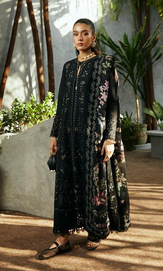 Lawn 3pc heavy chiken kari sequence embroidered suit