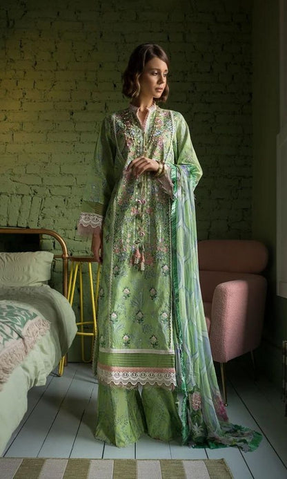 Lawn 3pc digital printed suit with patches and silk printed dupatta